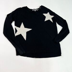 Pam & Gela Pullover SweaterโWomens Medium Black Wool Cashmere Star Print